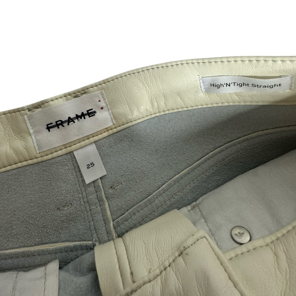 Frame Ivory Recycled Leather High N Tight Straight Jeans 25 - Picture 8 of 11